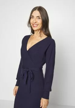 Anna Field Wrap V Ausschnitt Mini Strickkleid Mit Gürtel - Robe Fourreau - Dark Blue -Anna Field Soldes 15ce62b8c63b40c0864cdec8b251219d