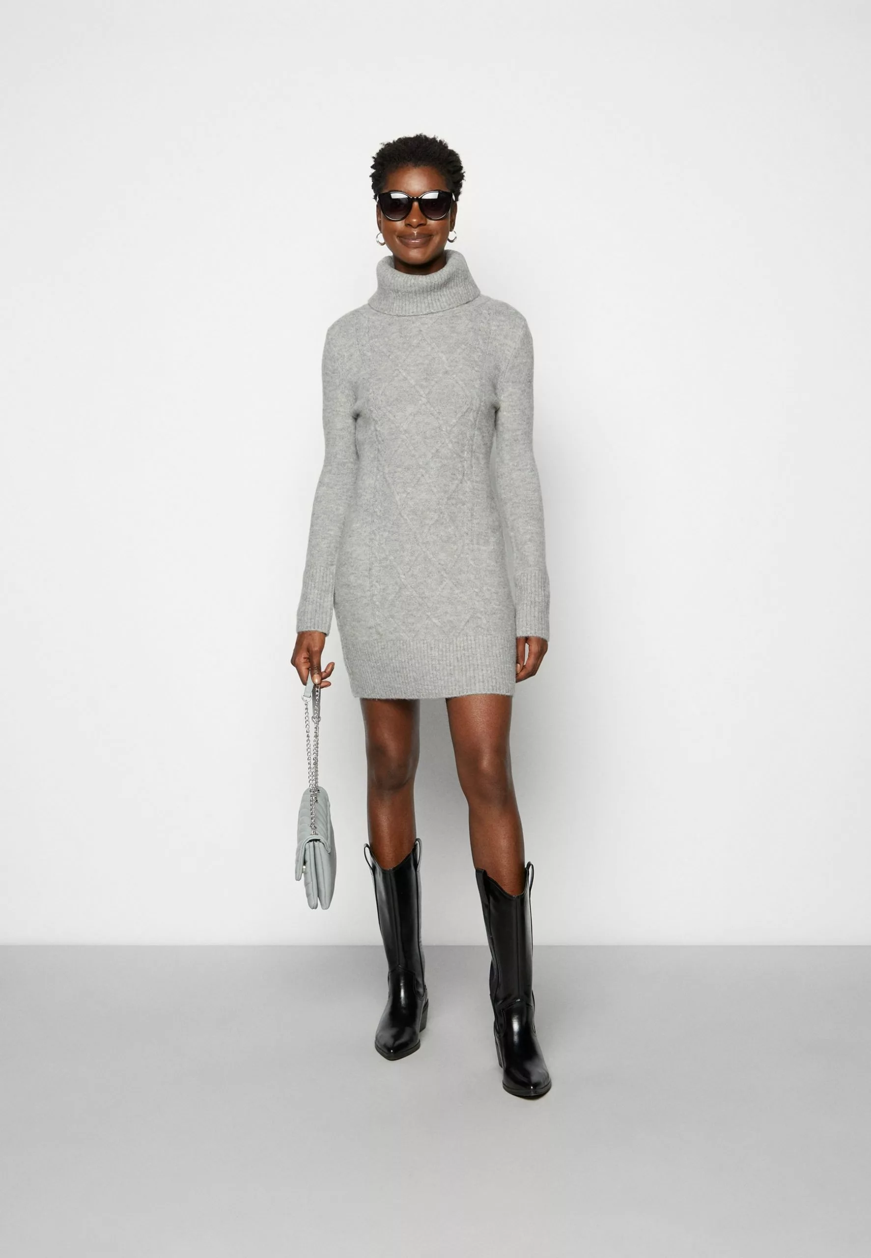 Anna Field Rollkragen Mini Strickkleid - Robe Fourreau - Grey 4 Anna Field Rollkragen Mini Strickkleid - Robe Fourreau - Grey – Image 2