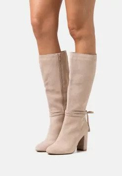 Leather - Bottes À Talons Hauts - Beige